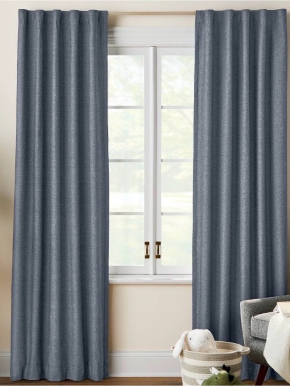 84” Blue Denim Blackout Curtain 4 Panels